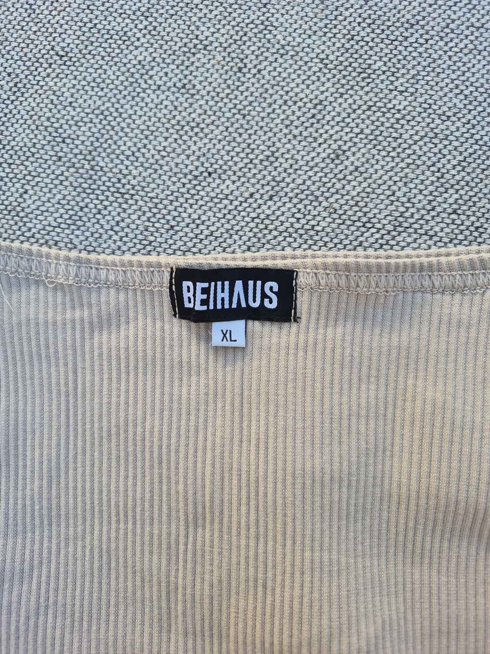 BEIHAUS Ribbed 2 Piece Skirt Set Beige - Picture 12 of 12